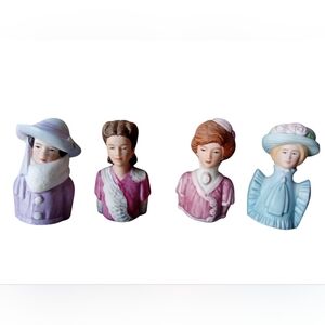 Avon porcelain  Lady Head thimbles figurines Set of 4, 1982/1984